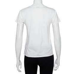 Saint Laurent Paris White Cotton Logo Printed T-Shirt S