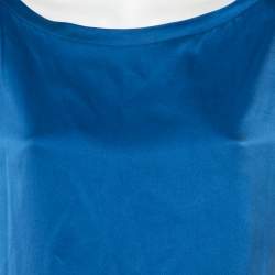 Pre Owned توب أيف سان لورنا حرير ساتان أزرق رقبة سابرينا مقاس متوسط - ميديوم