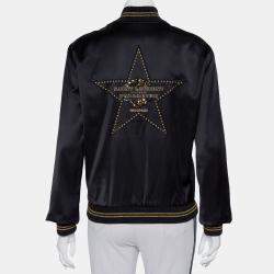 Saint Laurent Paris Black Satin Lurex Trim Detail Button Front Jacket L