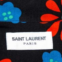 Pre Owned قميص سان لوران باريس كريب طباعة زهور أسود مقاس كبير