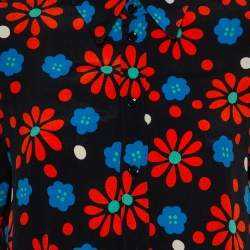 Pre Owned قميص سان لوران باريس كريب طباعة زهور أسود مقاس كبير