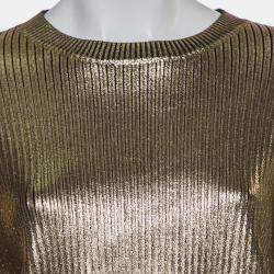 Saint Laurent Paris Gold Rib Knit Sweater S