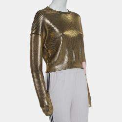 Saint Laurent Paris Gold Rib Knit Sweater S