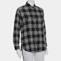 Saint Laurent Paris Black Plaided Flannel Button Front Shirt S