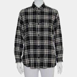 Saint Laurent Paris Black Plaided Flannel Button Front Shirt S