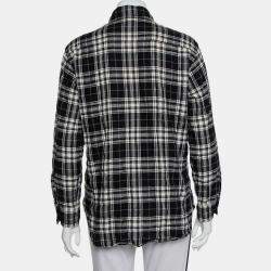 Saint Laurent Paris Black Plaided Flannel Button Front Shirt S