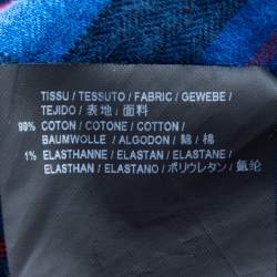 مملوكة مسبقًا قميص سان لوران باريس طويل أزرار أمامية فانلا كاروهات أومبريه أزرق مقاس متوسط