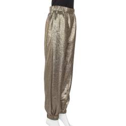 Saint Laurent Paris Gold Lurex Silk Joggers M