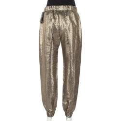 Saint Laurent Paris Gold Lurex Silk Joggers M