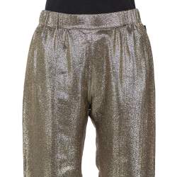 Saint Laurent Paris Gold Lurex Silk Joggers M