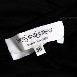 Pre Owned Yves Saint Laurent Black Knit Paneled Asymmetric Hem Maxi Dress S
