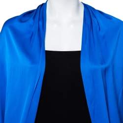 Yves Saint Laurent Edition Soir Blue Silk Satin Open Front Shrug M