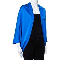 Yves Saint Laurent Edition Soir Blue Silk Satin Open Front Shrug M