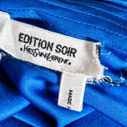 Yves Saint Laurent Edition Soir Blue Silk Satin Open Front Shrug M