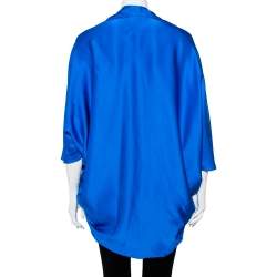 Yves Saint Laurent Edition Soir Blue Silk Satin Open Front Shrug M