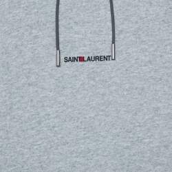 مملوكة مسبقًا هودي سان لوران باريس قطن تريكو رصاصي بالشعار مطبوع مقاس صغير - سمول