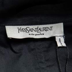 Yves Saint Laurent Black Cotton Crochet Ruffled Button Front Top M