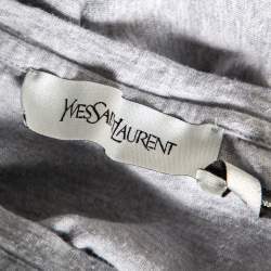 Yves Saint Laurent Grey Cotton Logo Detail T-Shirt XS