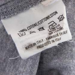 Yves Saint Laurent Grey Cotton Logo Detail T-Shirt XS