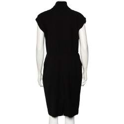 مملوكة مسبقًا فستان ميدي إيف سان لوران إيديشن 24 صوف أسود مقاس كبير جدًا - إكس لارج