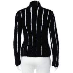 Yves Saint Laurent Rive Gauche Black Angora Paneled Cardigan S