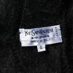 Yves Saint Laurent Rive Gauche Black Angora Paneled Cardigan S