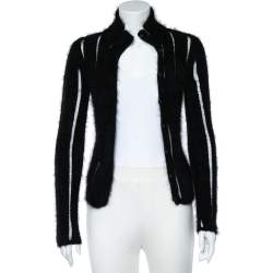 Yves Saint Laurent Rive Gauche Black Angora Paneled Cardigan S