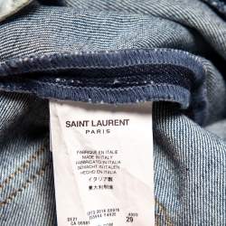 Pre Owned Saint Laurent Blue Denim High Waisted Skinny Jeans S