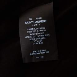 مملوكة مسبقًا فستان ميني سان لوران قطيفة أسود بديرابيه مقاس صغير - سمول