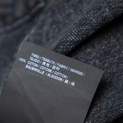 Saint Laurent Faded Grey Heart & Lightening Bolt Patch Applique Denim Jacket M