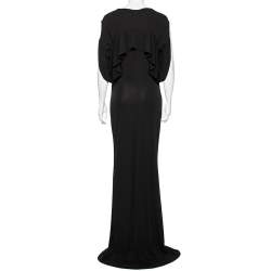 مملوكة مسبقًا Saint Laurent Black Jersey Cutout Shoulder Detailed Maxi Dress L
