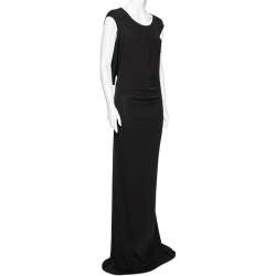 مملوكة مسبقًا Saint Laurent Black Jersey Cutout Shoulder Detailed Maxi Dress L