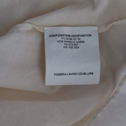 Saint Laurent Off White Cotton Contrast Neck Detailed Top XL