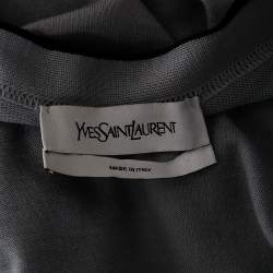 Saint Laurent Grey Wool Knit Contrast Trim Detailed Button Front Cardigan S