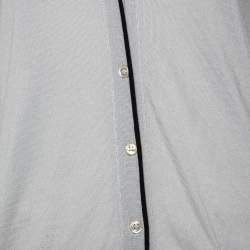 Saint Laurent Grey Wool Knit Contrast Trim Detailed Button Front Cardigan S