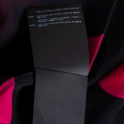 Pre Owned Saint Laurent Black & Pink Polka Dotted Silk Long Sleeve Blouse L