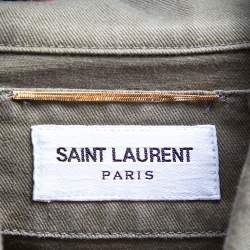 Pre Owned جاكت سان لوران ميليتري مزخرف وقطن أخضر زيتوني مقاس متوسط