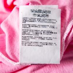 Pre Owned تي شيرت سان لوران قطن وردي بطبعة الشعار بنمط واسع مقاس صغير - سمول