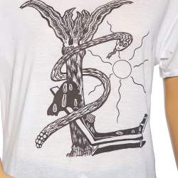 Pre Owned Saint Laurent White Cotton Printed Short Sleeve T-Shirt M