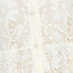 Pre Owned فستان سان لوران قصير تفاصيل حافة مكشكش دانتيل كر يمي مقاس متوسط