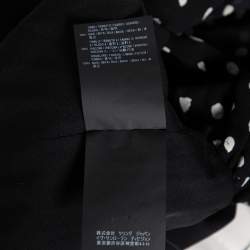 Saint Laurent Black Polka Dotted Silk Georgette Sleeveless Ruffled Top S