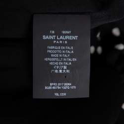 Saint Laurent Black Polka Dotted Silk Georgette Sleeveless Ruffled Top S