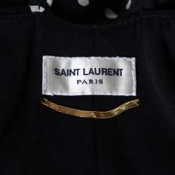 Saint Laurent Black Polka Dotted Silk Georgette Sleeveless Ruffled Top S