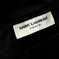 Pre Owned بلوزة سان لوران صوف أسود بحواف دانتيل رقبة حرف V مقاس صغير - سمول