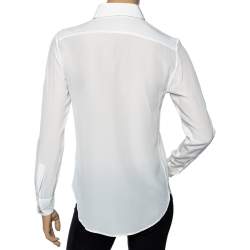 Pre Owned Saint Laurent Off White Silk Button Front Shirt S