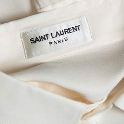 Pre Owned Saint Laurent Off White Silk Button Front Shirt S