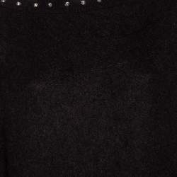 Pre Owned Saint Laurent Black Mohair Stud Embellished Neck Detailed Sweater XL