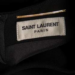 Pre Owned Saint Laurent Black Crepe Tiered Detail Pleated Sleeveless Dress M