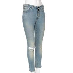 Pre Owned Saint Laurent Blue Denim Distressed Jeans S