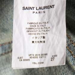 Pre Owned Saint Laurent Blue Denim Distressed Jeans S